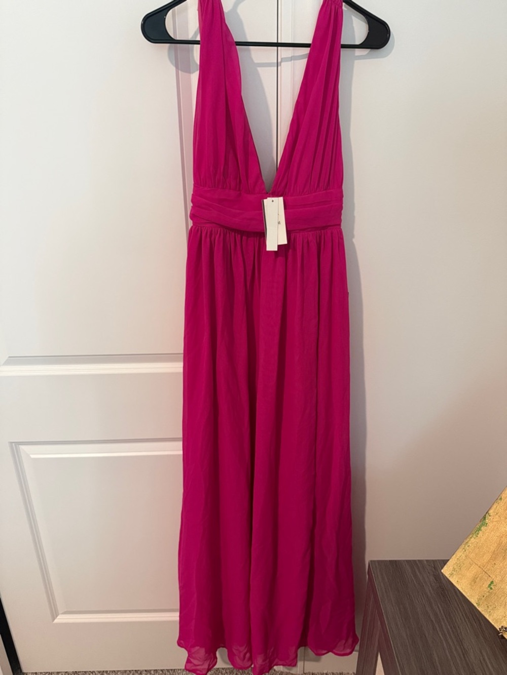NWT Macy’s Fuchsia Deep-V Maxi Dress